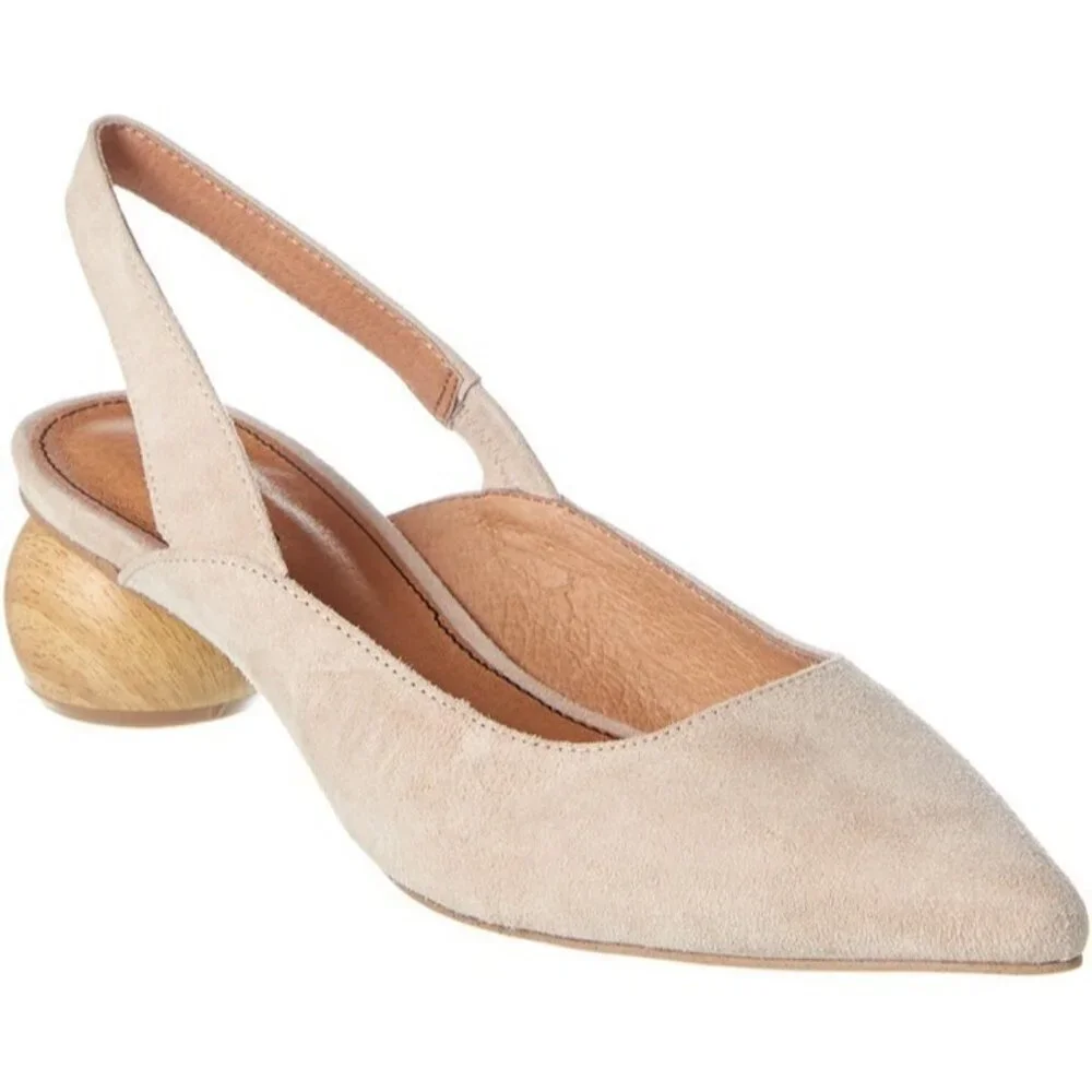 Matiko Women’s Circa Slingback Suede Pumps Size 6.5 EU 37 Peach / Beige NIB